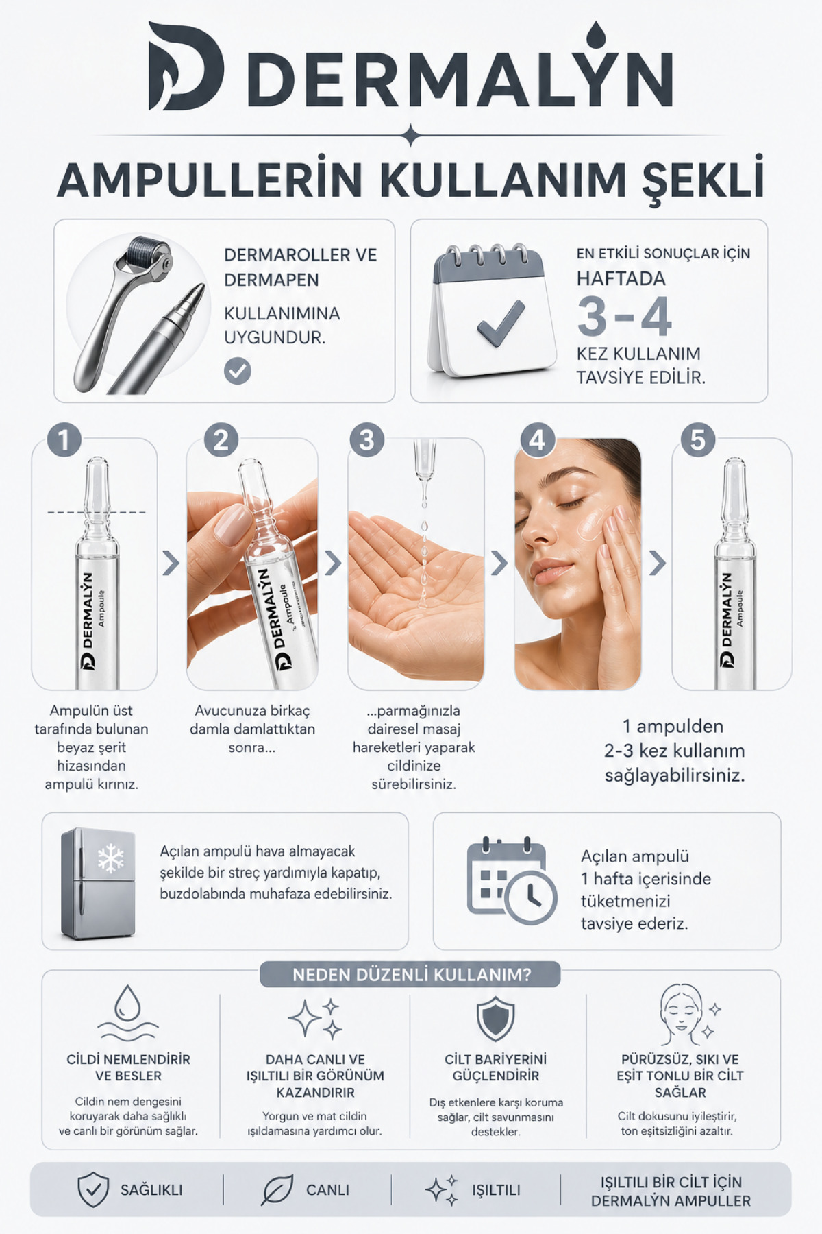 1 Adet PDRN Somon DNA Kolajen İçeren Cildi Gençleştirmeye Yardımcı Ampul Serum Dermaroller Dermapen — SALMODNA-1 — تصویر 6 از 7