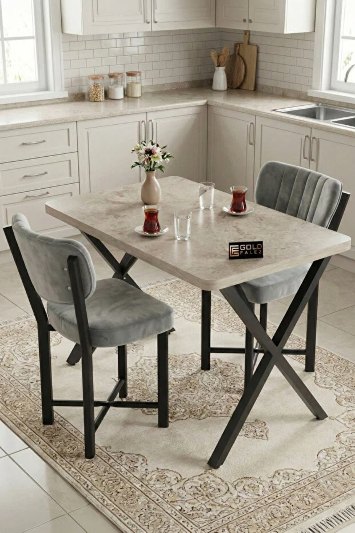 Sandalye 4 Adet Baby Face Kumaş Metal Ayak Modern Mutfak Sandalyesi Cafe Balkon Ofis Elma görsel 4