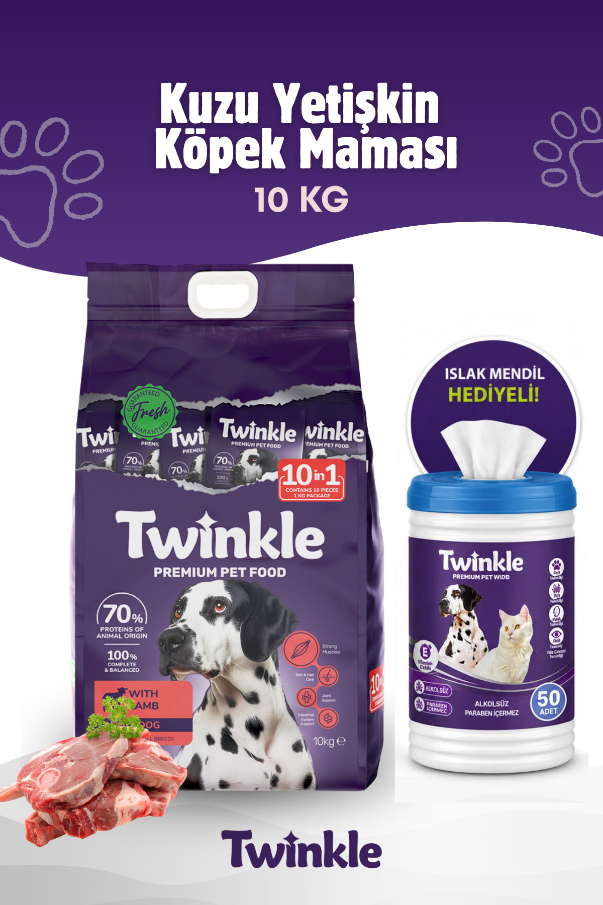 Twinkle Kuzulu Yetişkin Köpek Maması 10 Kg (10 in 1) Ekonomik