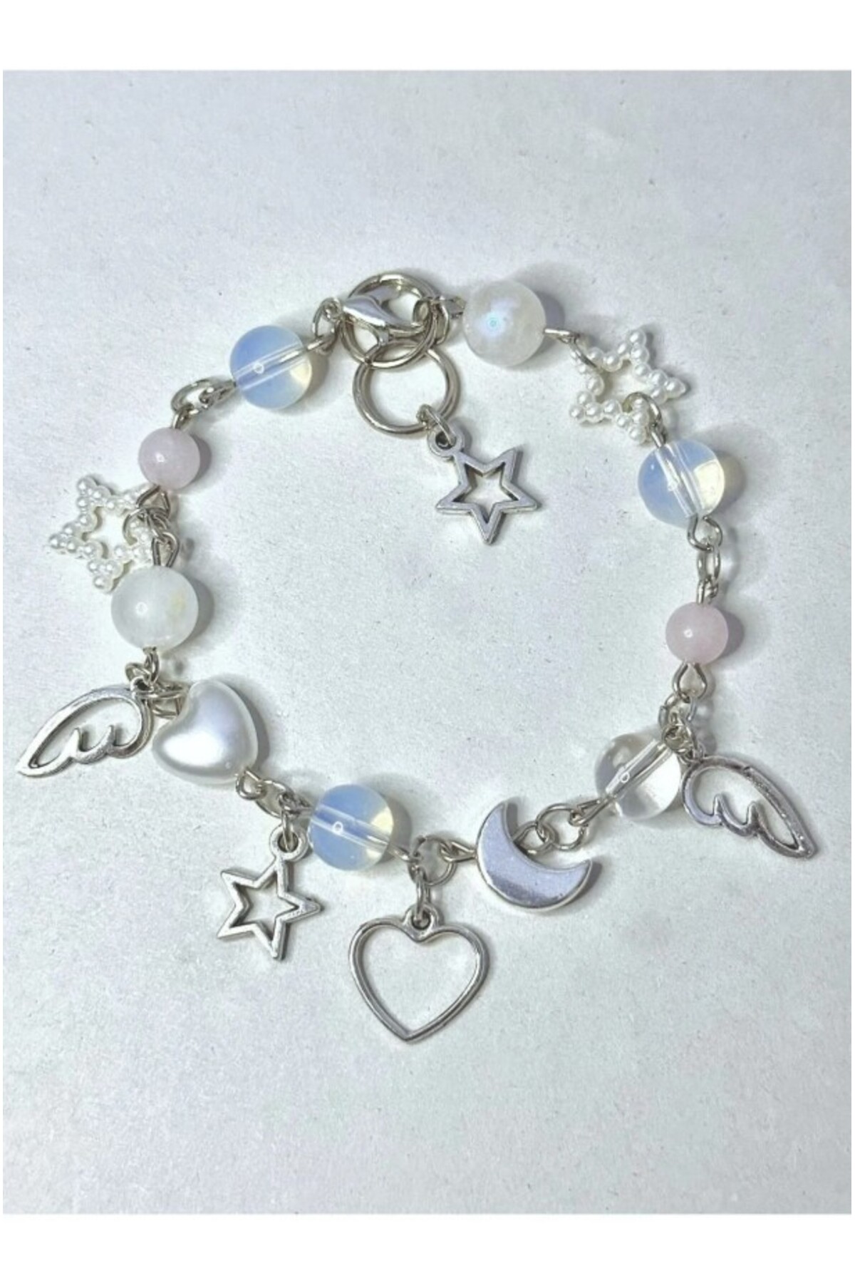sleyshop pembe kuvars aytaşı opal doğal taş bileklik görsel 3