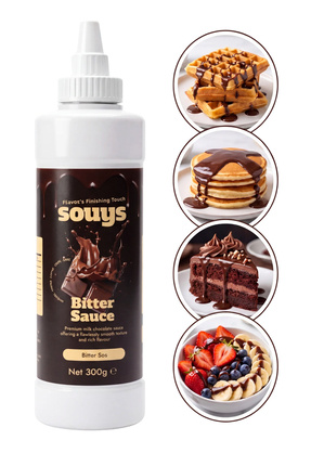 Souys Bitter Tatlı Çikolata Sos 300 gr - Waffle & Krep & Pankek & Dondurma & ...