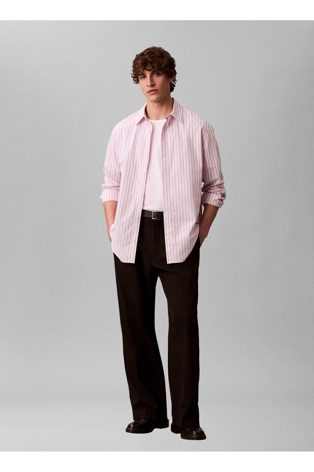 پیراهن مردانه بنفش LV04LE102GXFC_LS YD MULTI STRIPE RL کلوین کلاین پیراهن Calvin Klein