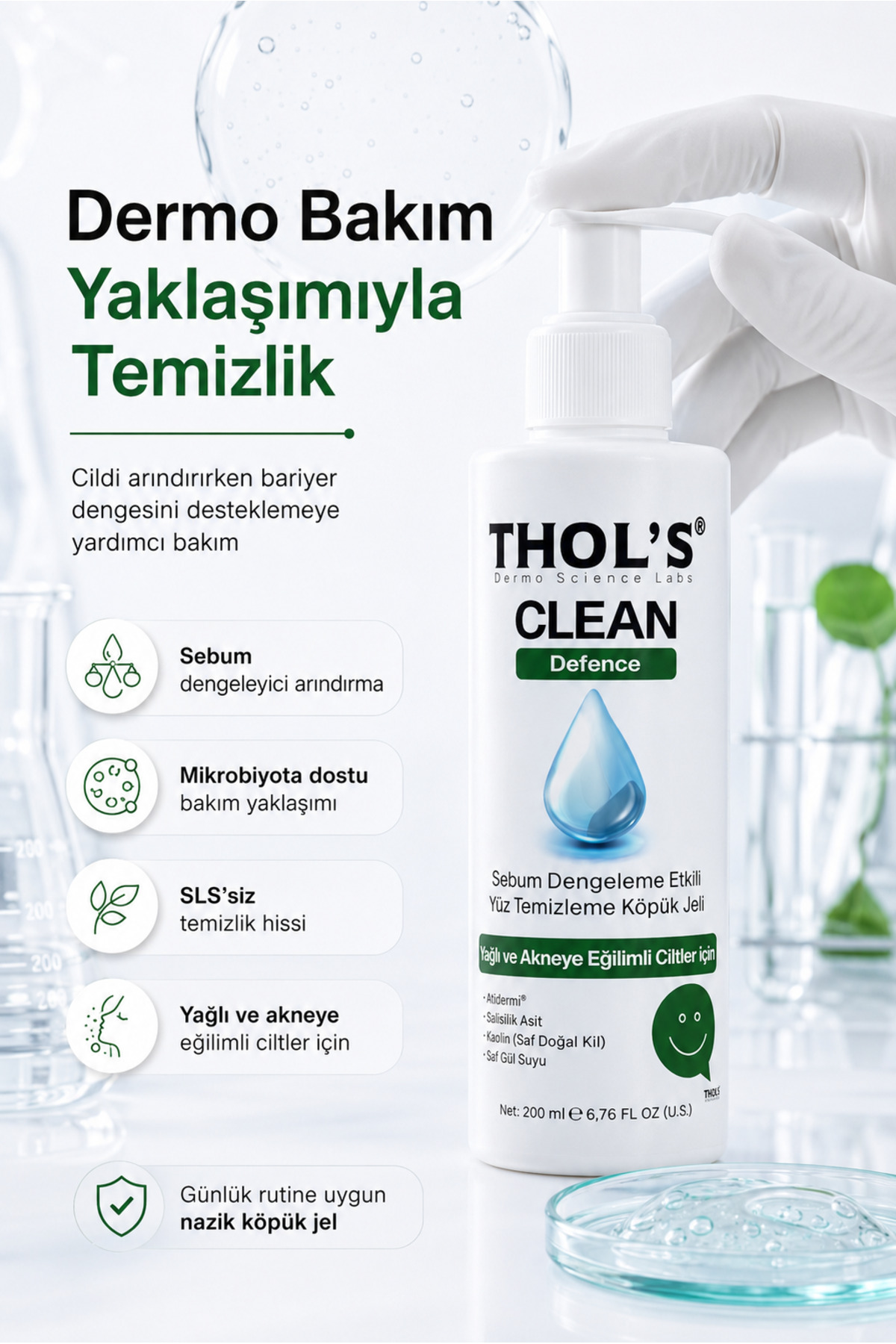 TB4 Karşıtı ve Sebum Dengeleyici Yüz Temizleme Jeli - Salisilik Asit & Kaolin Kil 200 ml — TYCHH52UZN172607092522473 — تصویر 4 از 6