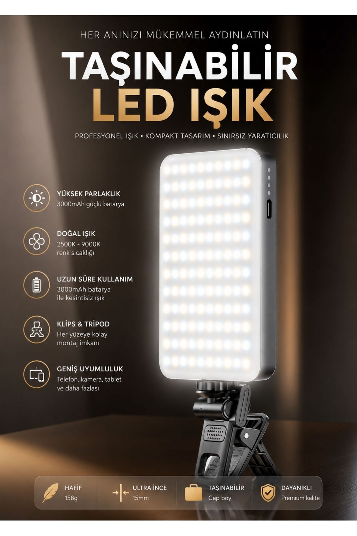 120 Led Tripod, Phone, Tablet, Laptop and Camera Compatible 3-Color Selfie Light Live Broadcast Light