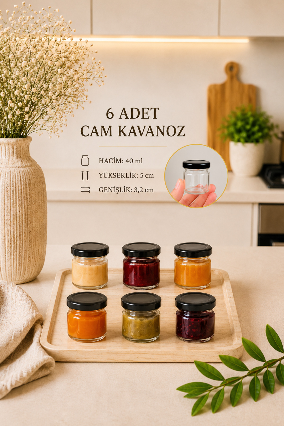 6 Pieces 40 ml Black Metal Transparent Sample with Lid Food Supplementary Food Confectionery Jam Small Glass Jar