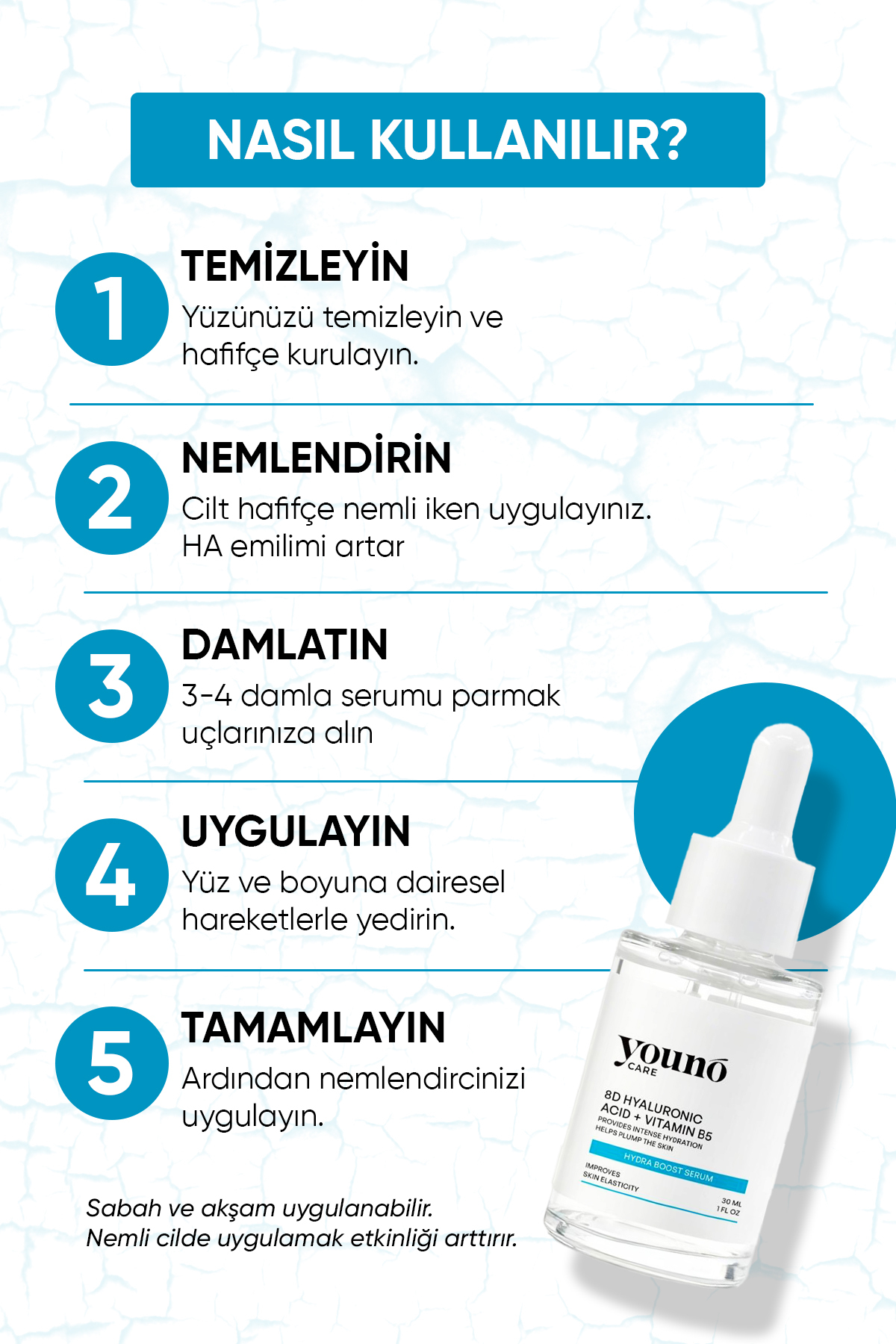 8D Hyaluronik Asit Serum 30 ml| Yoğun Nemlendirici Serum 18 Amino Asit, Beta-Glucan, Panthenol, Urea — YC-SKN-HBS-30 — تصویر 7 از 8
