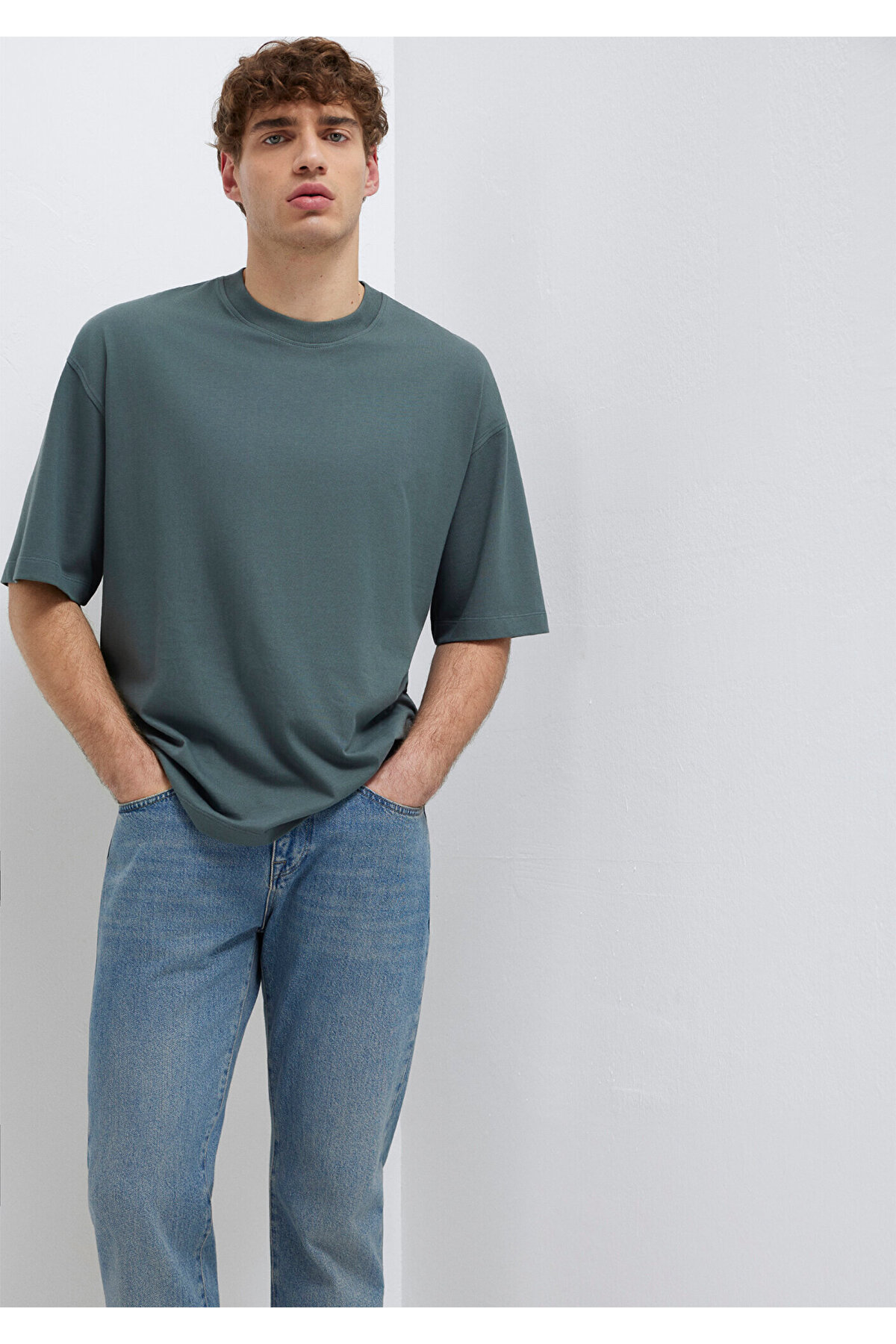 Mavi Crew Neck Green Basic T-Shirt Oversize / Wide Cut 0613113