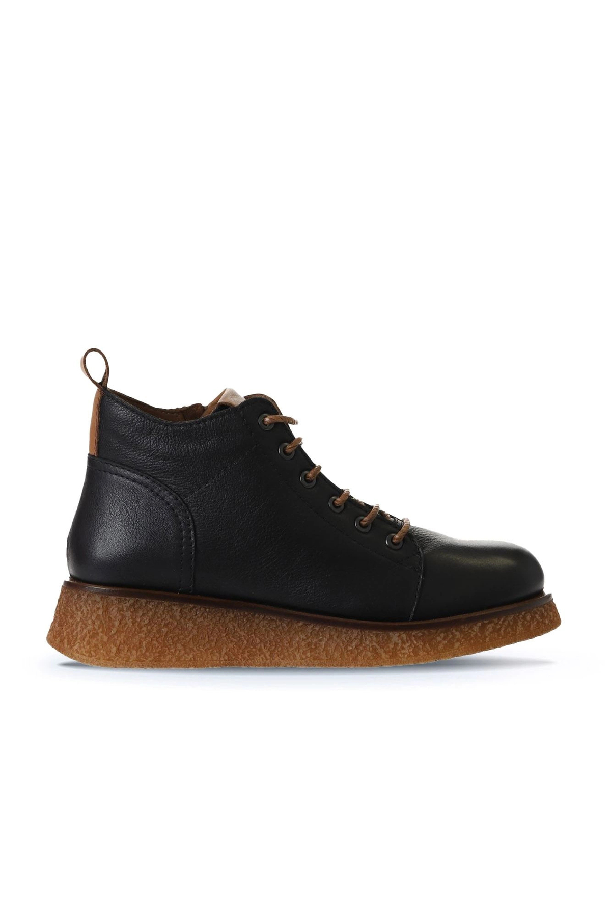 Black Leather Women's Flat Boots 01wv5204