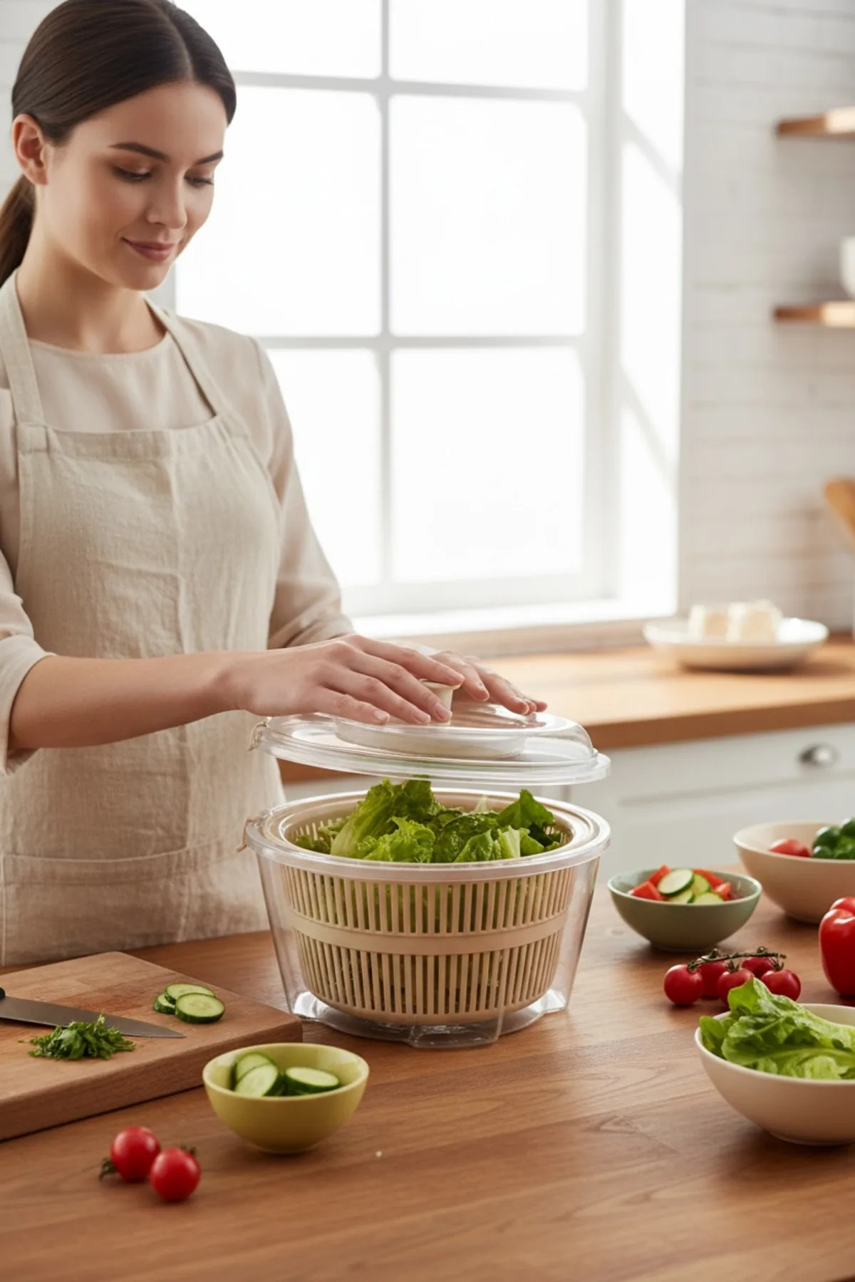 Vega Salata Kurutucu Kahve – Bölmeli Taşınabilir Lunch Box, Sızdırmaz Kapaklı