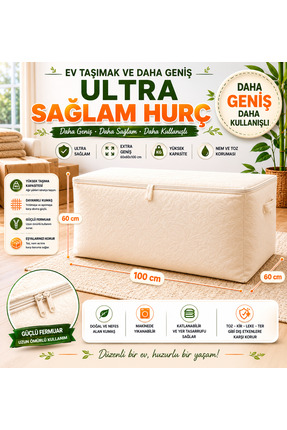 BİVA Dayanıklı Yorgan Döşek Hurcu 100x60x60cm Üstten Komple Fermuarlı 180 kg ...