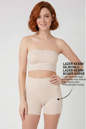 Bravie Kadın Etkili Lazer Kesim Silikonlu Boxer Korse 2024