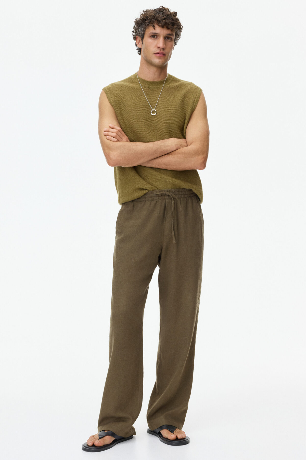 شلوار کتان ترکیبی، فیت راحت اچ اند ام شلوار H&M