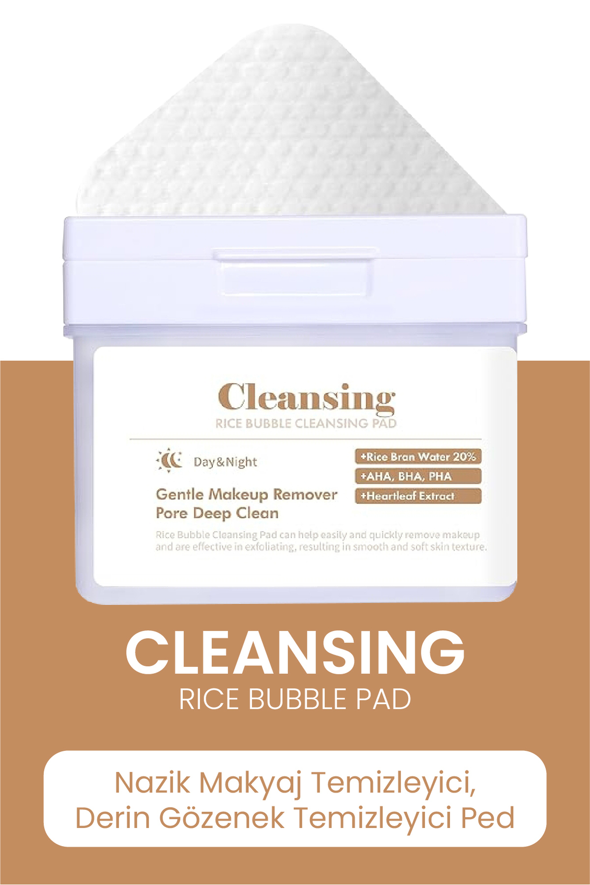Rice Bubble Temizleme Pedi Makyaj Temizleyici ve Peeling Etkili Nemlendirici Temizleme Pedi 80 Adet — DERMAL/PAD/010