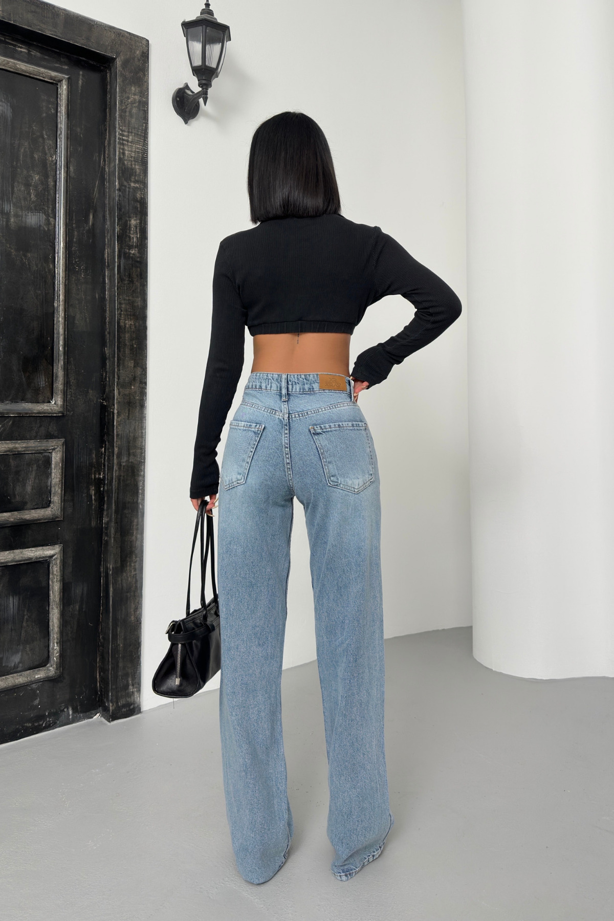 XRAY JEANS Kadın Yırtık Bol Paça B.Mavi Palazzo Kot Pantolon görsel 6