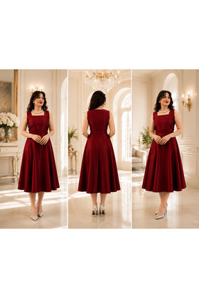 Butik AURA BORDO ELBİSE