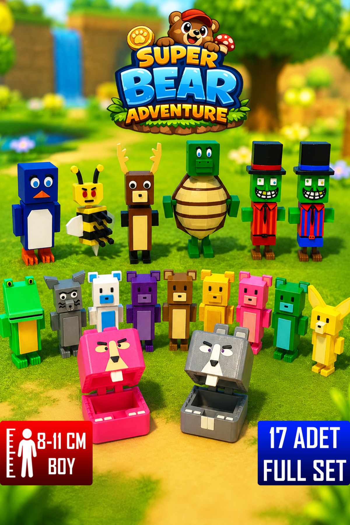 YAGLİZ Super Bear Adventure Tam Figür Seti – Eklemleri Hareketli