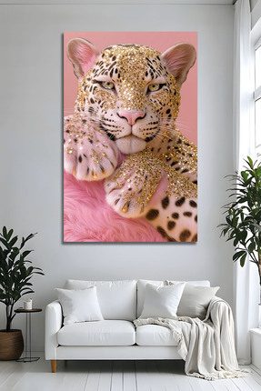 Parıltı Yayınları Şık Pırlanta Efektli Pembe Leopar Pırlanta 3D Görünüm Dekor...