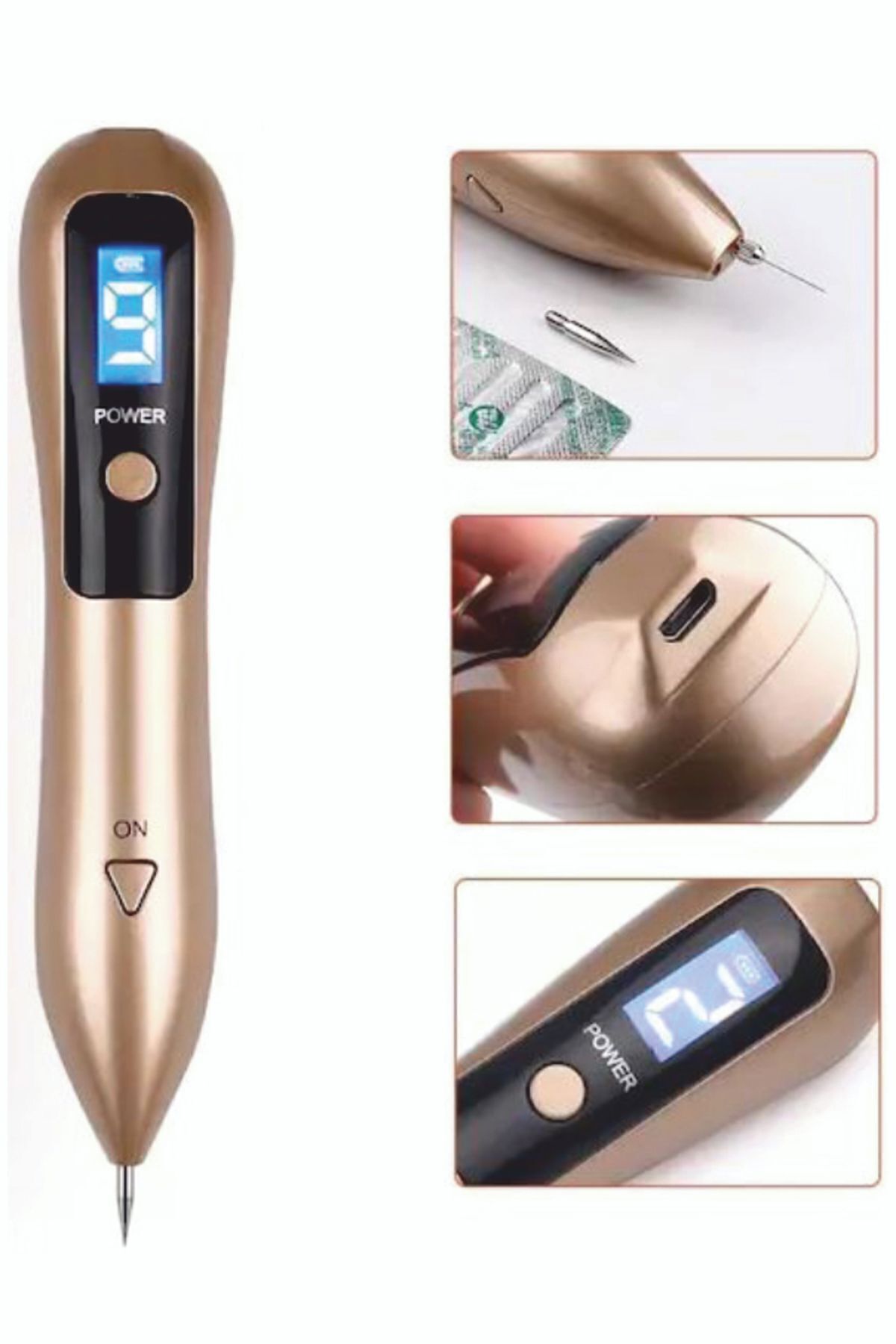 قلم پلاسمای لیزری دیجیتال حرفه‌ای ۹ مرحله‌ای، دستگاه حذف خال، زگیل و لکه به رنگ طلایی — plasmapen — تصویر 3 از 4