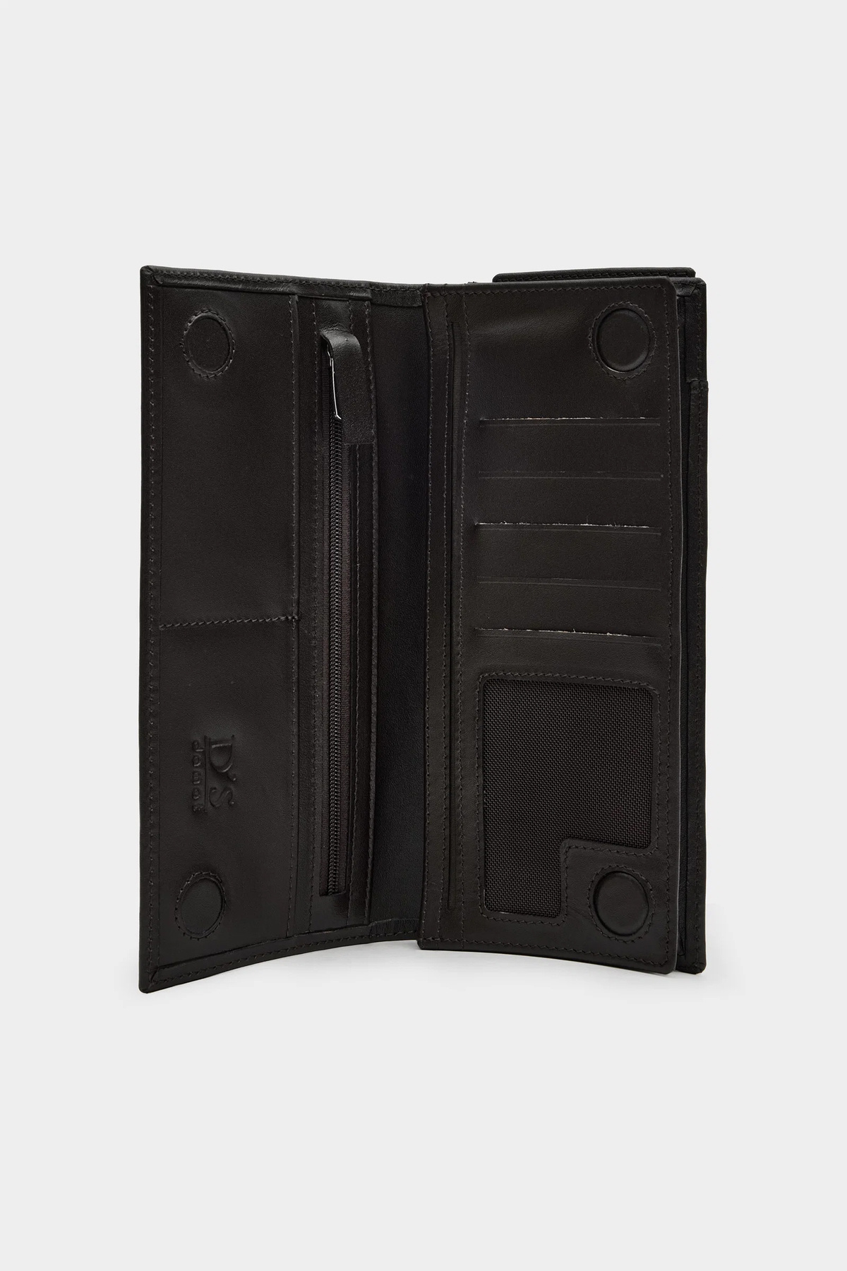کیف پول بلند با بخش تلفن Ds Damat مشکی از 100% چرم طبیعی