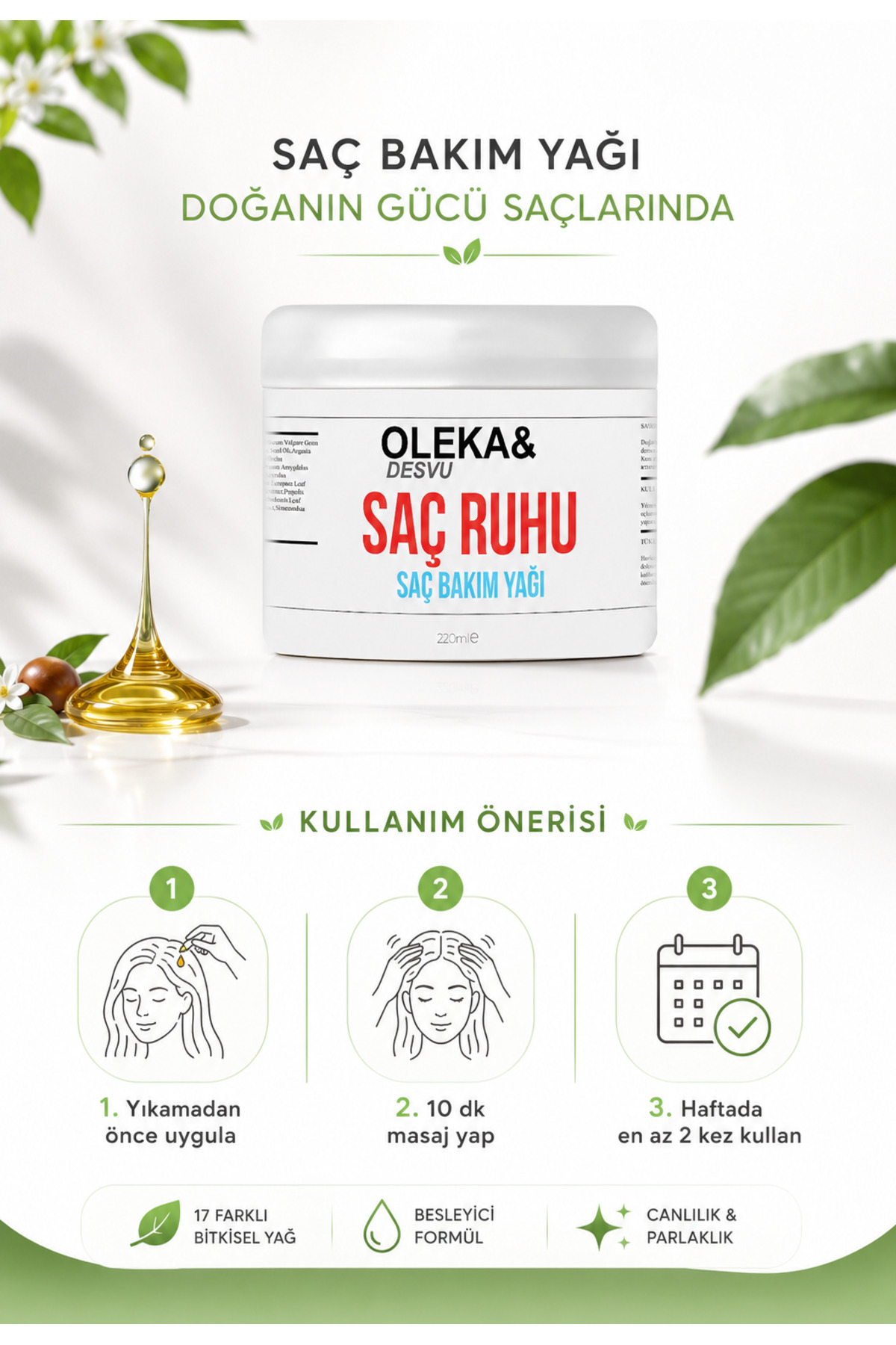 Saç Ruhu Bitkisel Saç Bakım Yağı, Hızlı Saç Uzatan Dökülme Karşıtı Onarıcı Dolgunlaştırıcı — 8683675683031 — تصویر 7 از 7