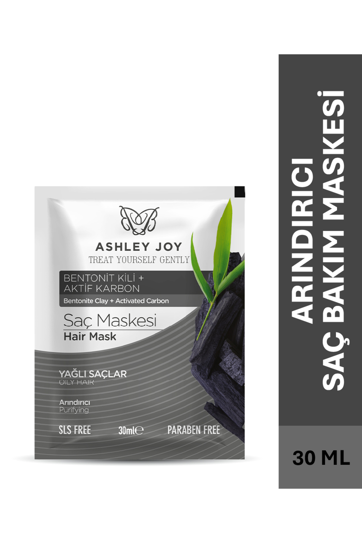 ASHLEY JOY Yağlı Saçlar Için Bentonit Kili, Aktif Karbon Içeren Arındırıcı Saç Maskesi 30 ml — AJ.02.00019