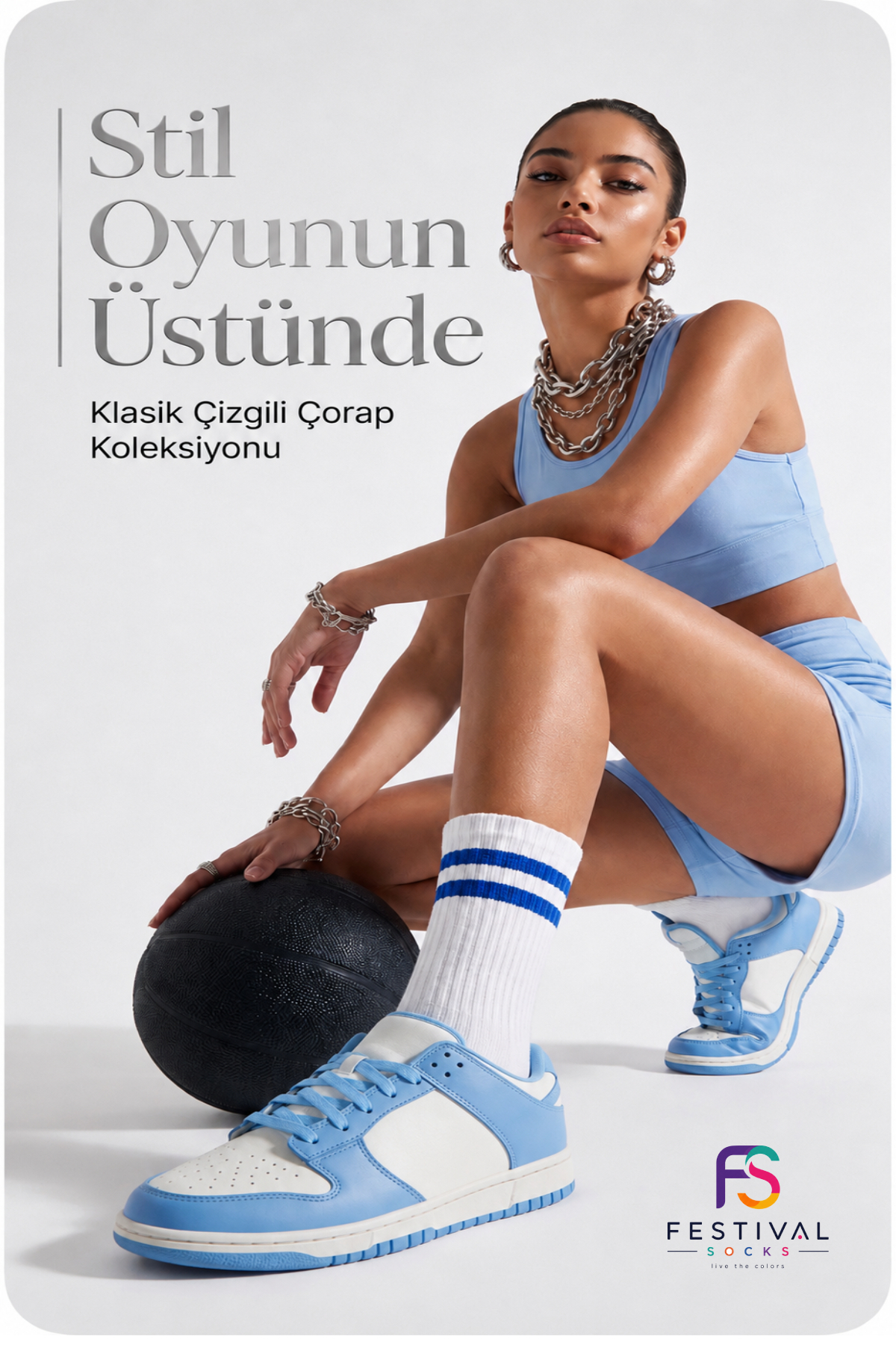 Festival Socks 6 çift Unisex çizgili pamuklu tenis kolej çorap seti görsel 2