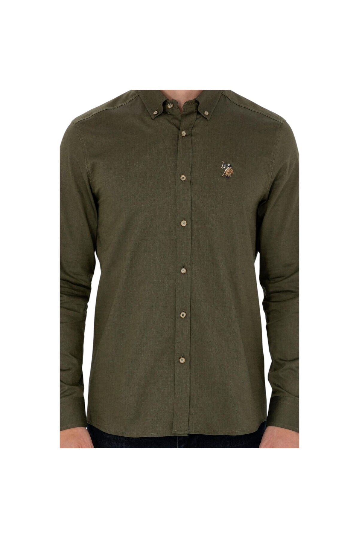U.S. Polo Assn. Erkek Gömlek 50271276-VR027 — خاکی — تصویر 4 از 7