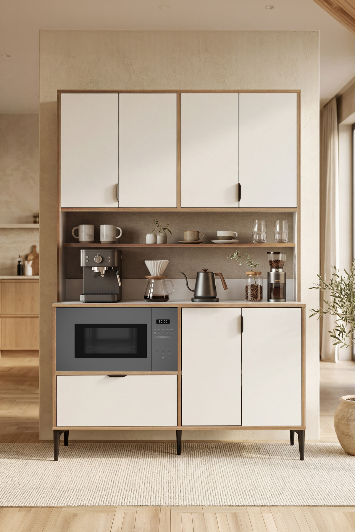 Arden 7 Lid Coffee Corner, Kitchen Studio 127x190x44 cm White – Modern Design