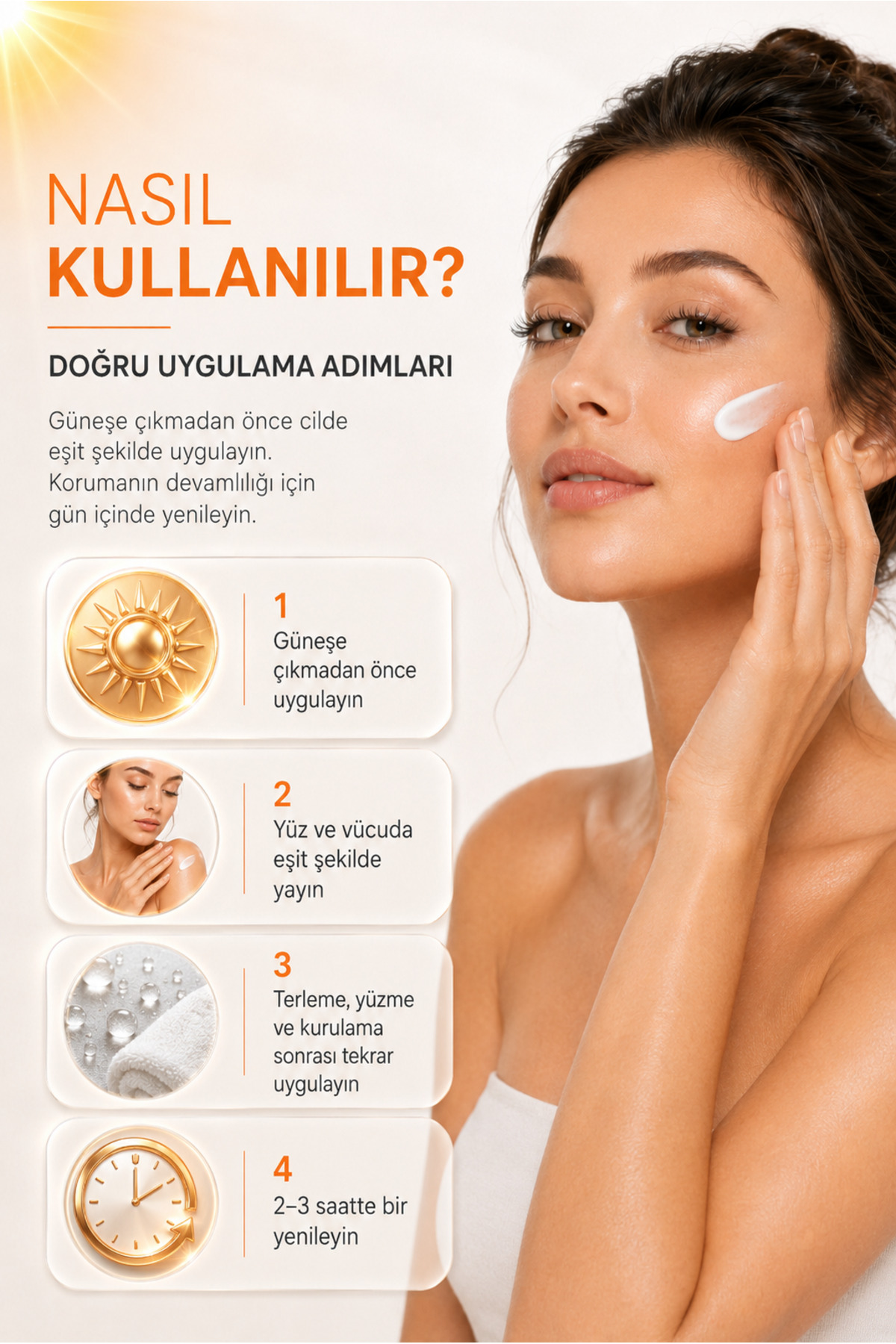 SPF 50+ Güneş Kremi UVA UVB Koruma | Suya Dayanıklı, Leke Karşıtı, Nemlendirici Güneş Kremi 90 ml — DDE-KR-SUNCREAM-50ML — تصویر 7 از 7