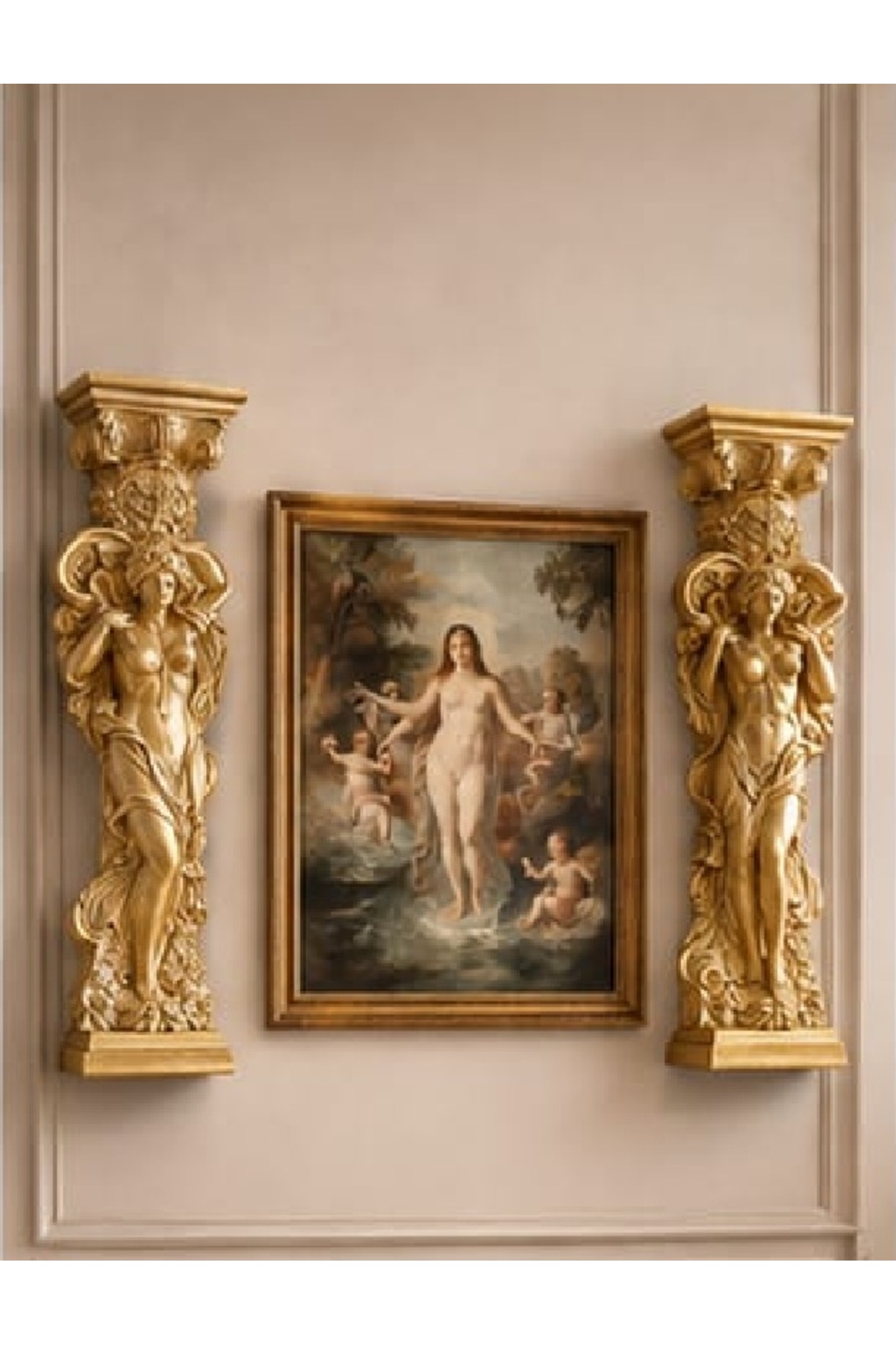 2-Piece 40 Cm Antique Embroidered 3D Wall Sculpture Set Ancient Roman Greek Sculpture Set