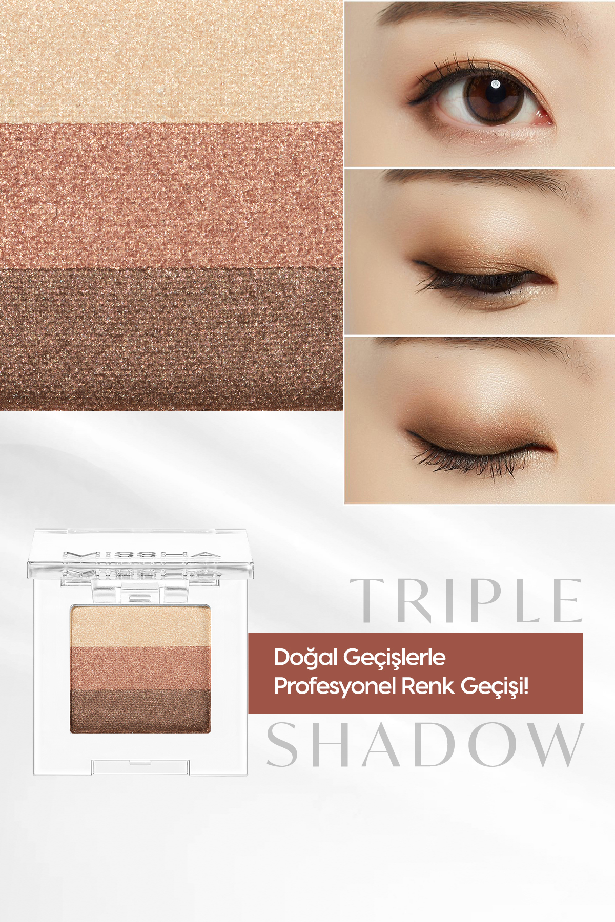 Yumuşak Dokulu, Dökülme Yapmayan 3 Renkli Göz Farı Triple Shadow (03 Mocha Beige) — قهوه‌ای 111597 — تصویر 3 از 9