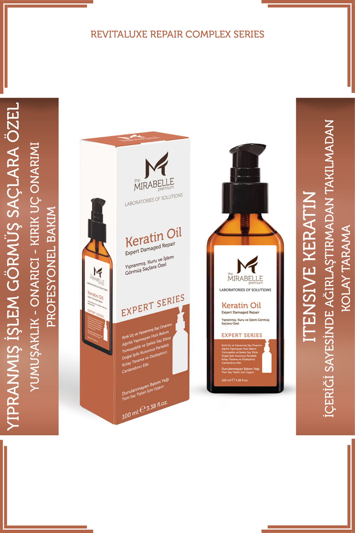 The Mirabelle Premium Yoğun Keratin, Onarıcı Ve Güçlendirici Durulanmayan Bakım Yağı 100 Ml — MİRAKERATİNYAG