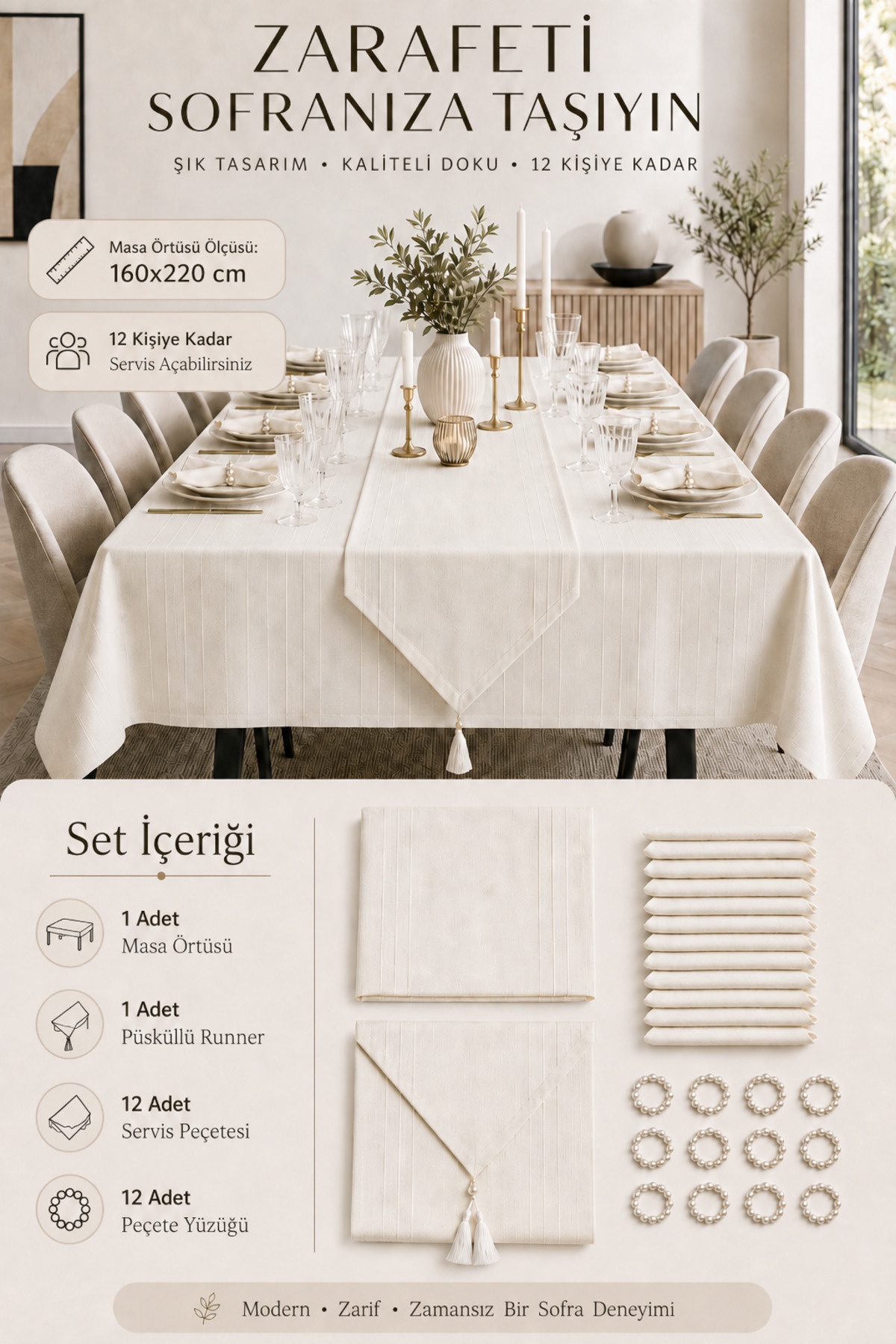 Colber Tablecloth Set 26 Pieces for 12 Persons