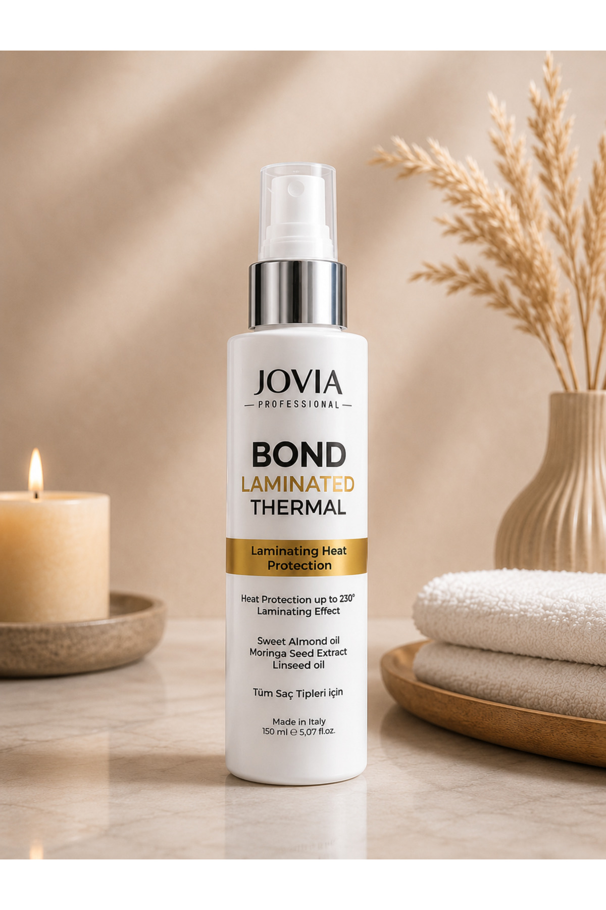 Jovia LAMINATED THERMAL - HEAT PROTECTION SPRAY 150 ML - ISI KORUYUCU , Keten Tohumu ve Morınga özü ile — JOVLAM