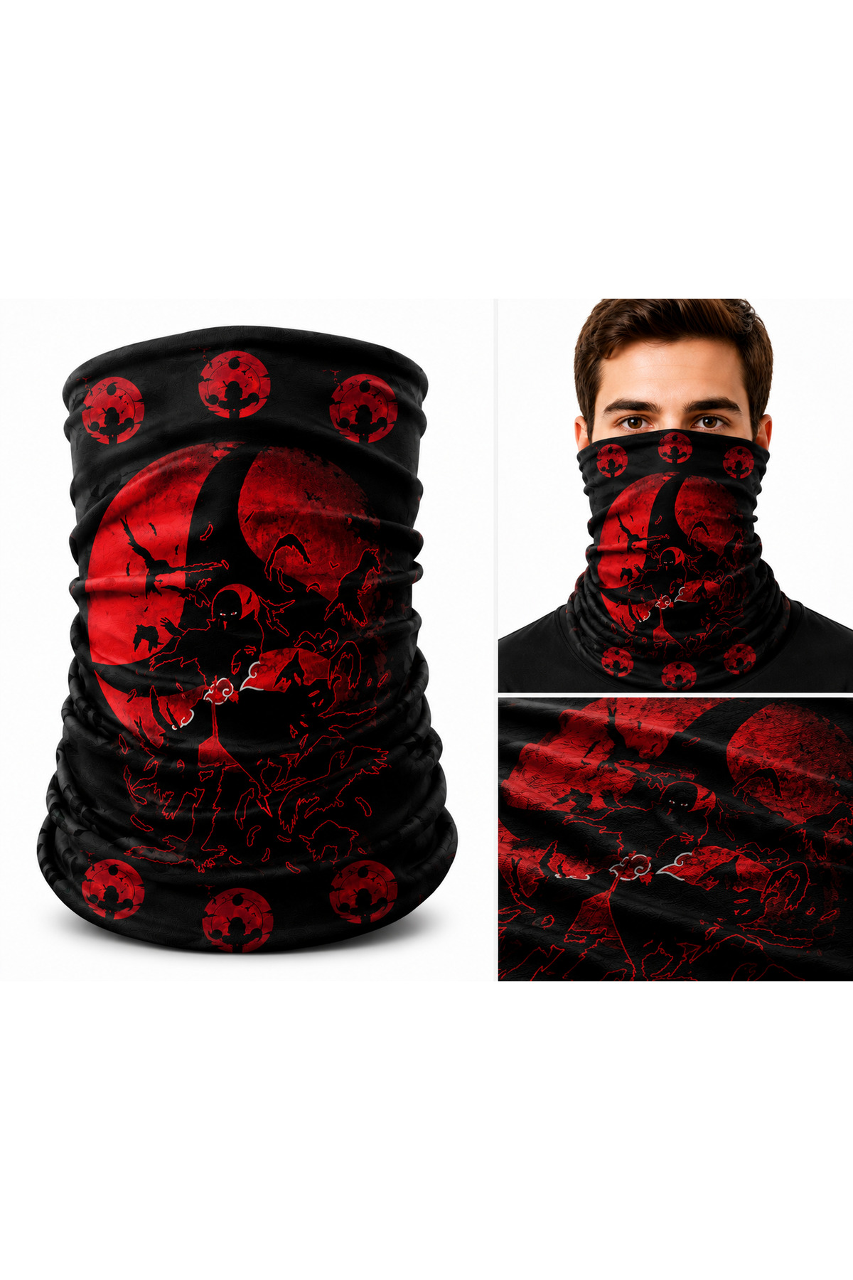 FG KONNİCHİWA NARUTO İTACHİ Baskılı Bandana Anime Yüz Maskesi ve Boyunluk ve Günlük ve Motosiklet Kullanımı UV Korumalı Çok Amaçlı Boyunluk