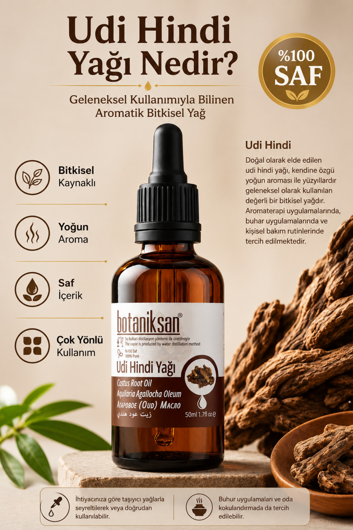 Udi Hindi Yağı 50ml (kusti Bahri) Distilasyon, Saf, Doğal, Katkısız — UDİ HİNDİ YAĞI 50 ML — تصویر 2 از 8