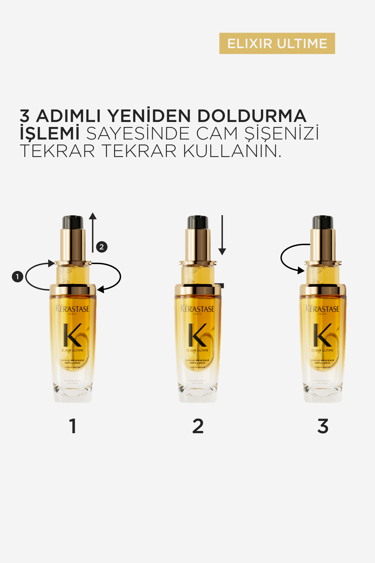 Elixir Ultime Tüm Saç Tipleri Için Besleyici, Parlaklık Veren Saç Bakım Yağı 75ml — E4166700 — تصویر 8 از 8