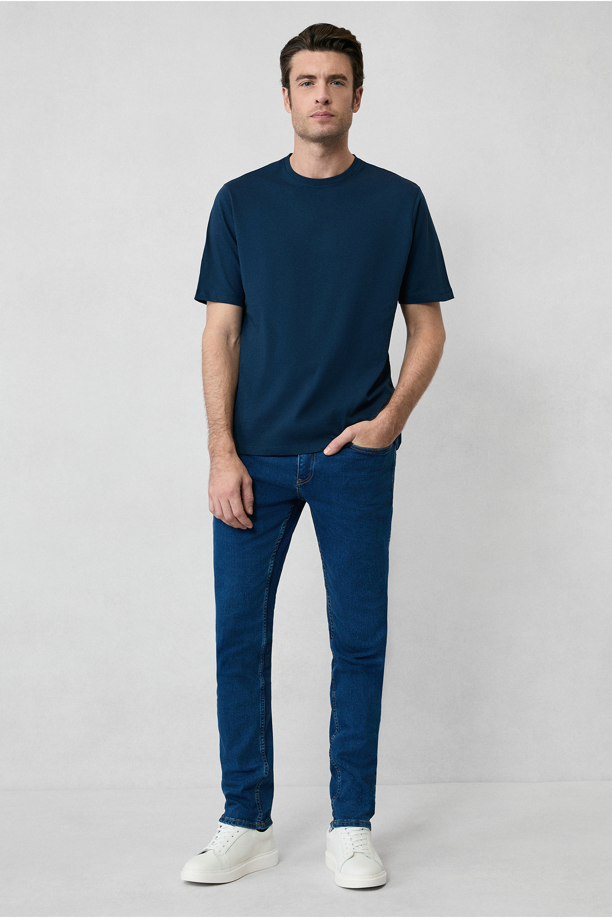 Kiğılı Bisiklet Yaka Slim Fit %100 Pamuk Tişört görsel 5