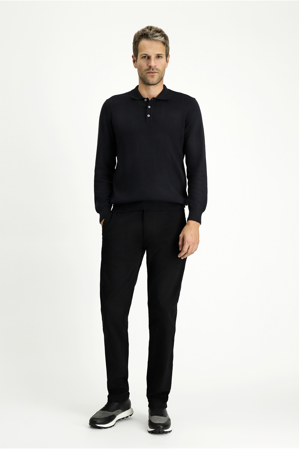 Regular Fit Standart Kesim Desenli Likralı Kanvas / Chino Pantolon — مشکی KK253CD0AR001 — تصویر 2 از 6