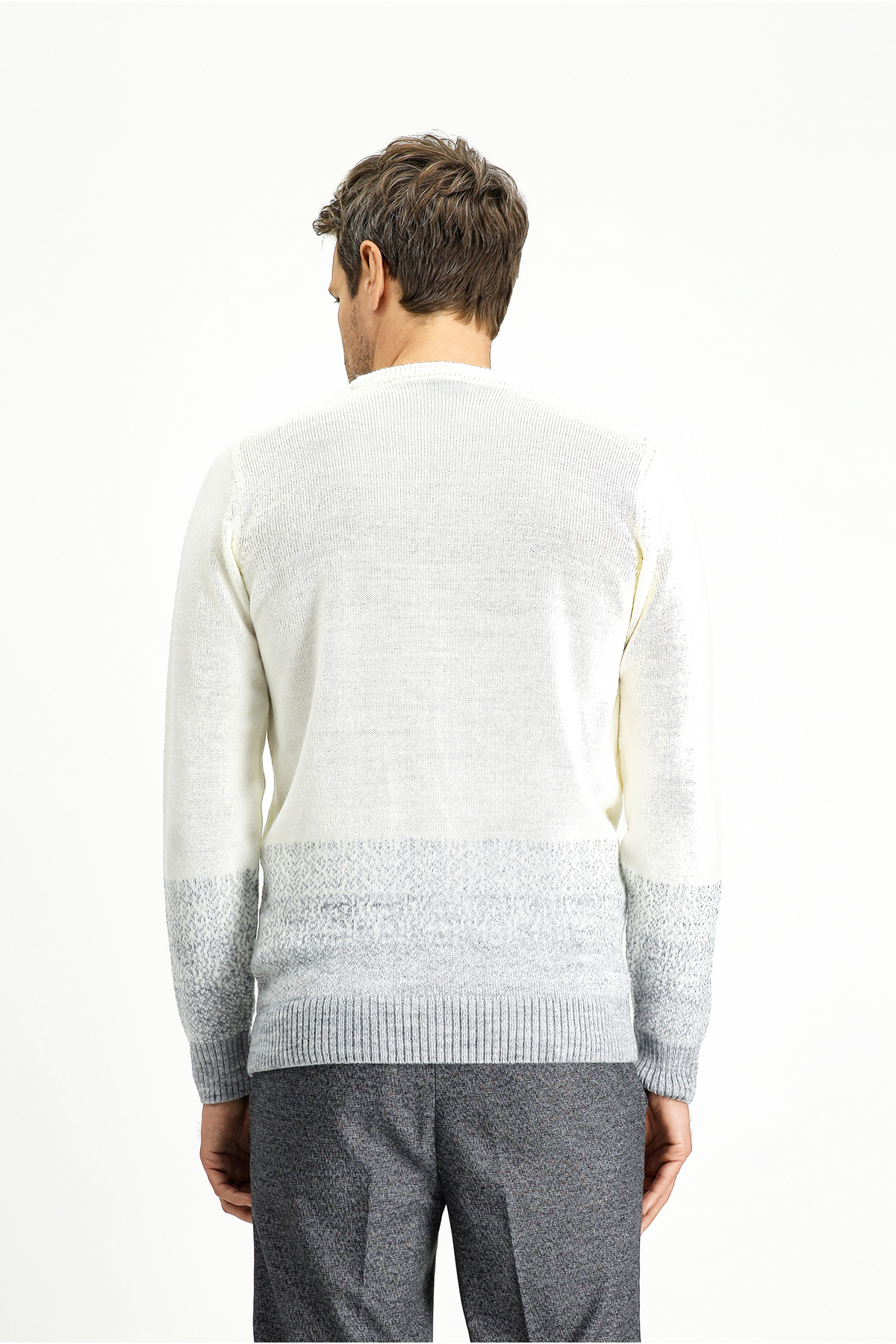 Bisiklet Yaka Regular Fit Desenli Triko Kazak — بژ KK25DGN3DS002 — تصویر 6 از 7