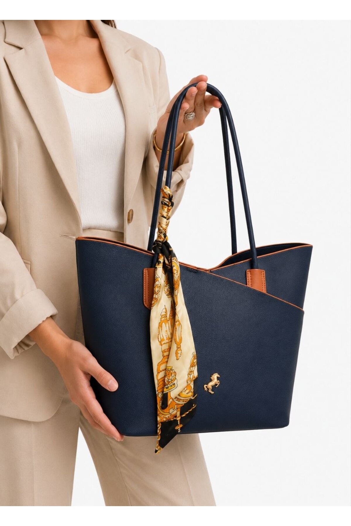 Miami Polo Women's Large Size 4 Compartment Adjustable Long Strap Shoulder Bag (33X27Cm)