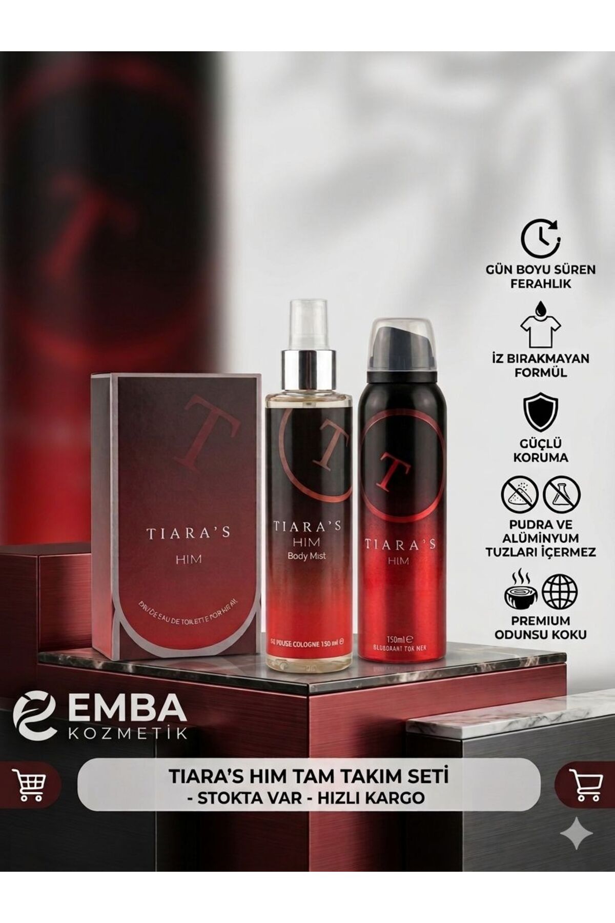 Tiaras Erkek Parfüm Seti 100ml.Parfüm+2 adet deodorant — 86984383010087