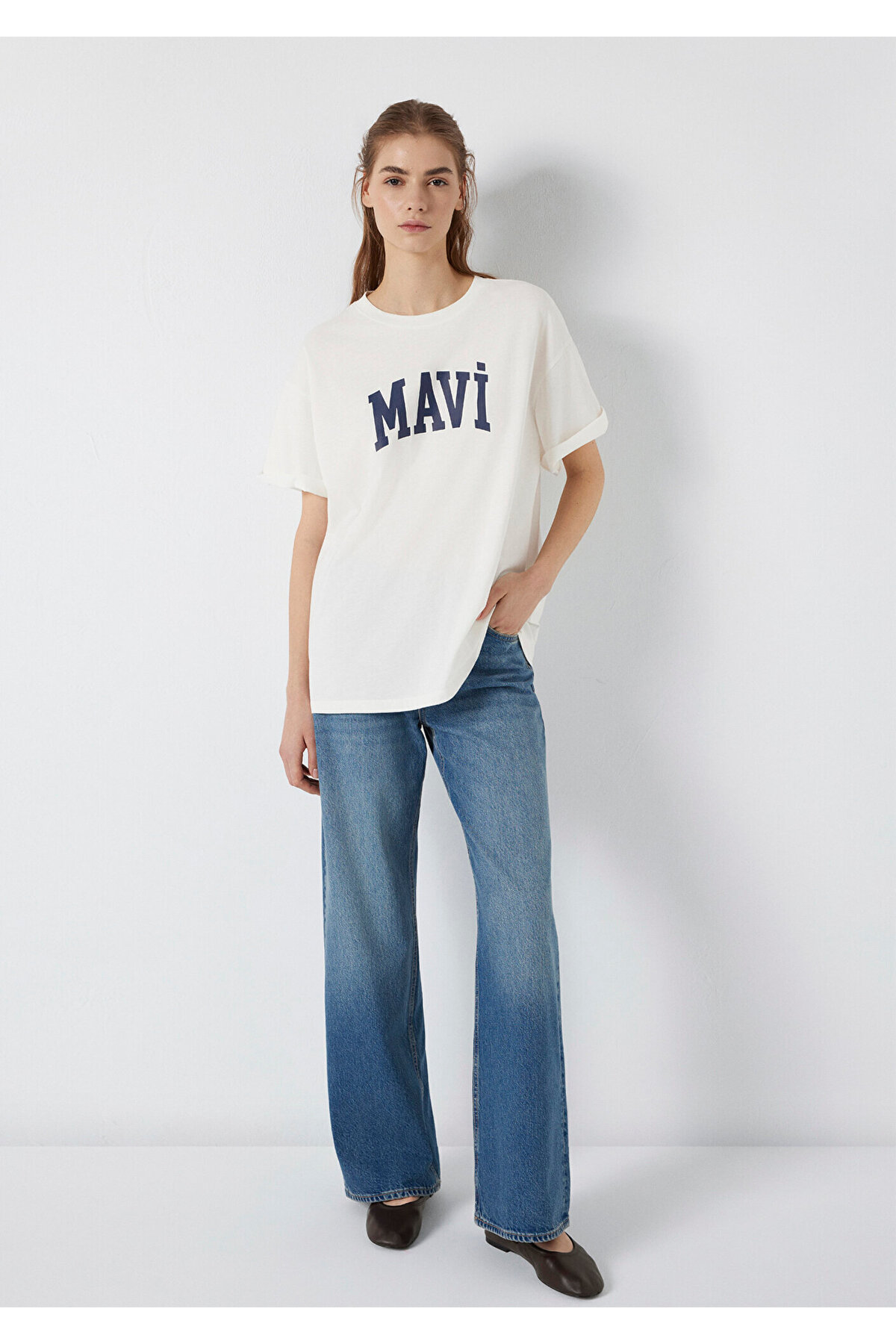 Mavi Women's Logo Ecru T-Shirt 1600843-81964