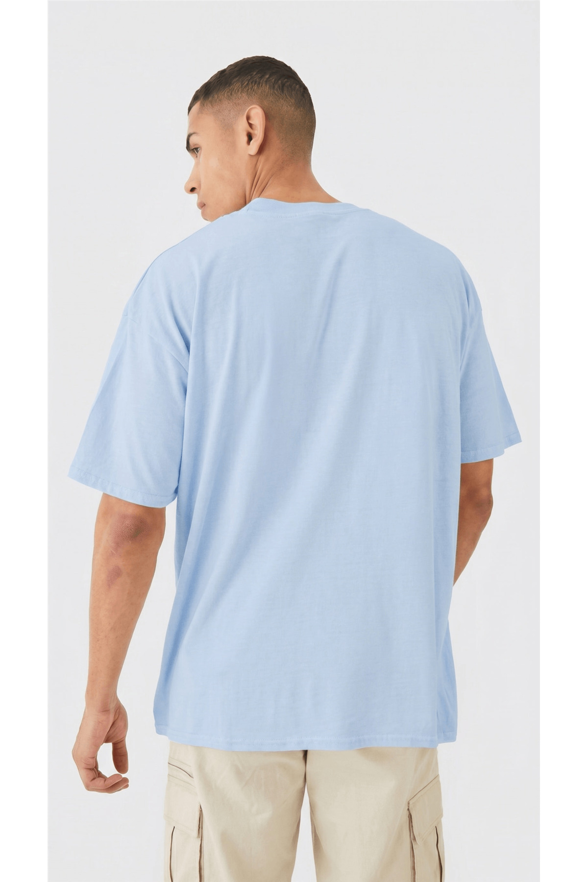 Teenage Millionaire 1 Adet Erkek Açık Bebe Mavi Basic Düz Baskısız Oversize Salas Loose Fit T-shirt görsel 7