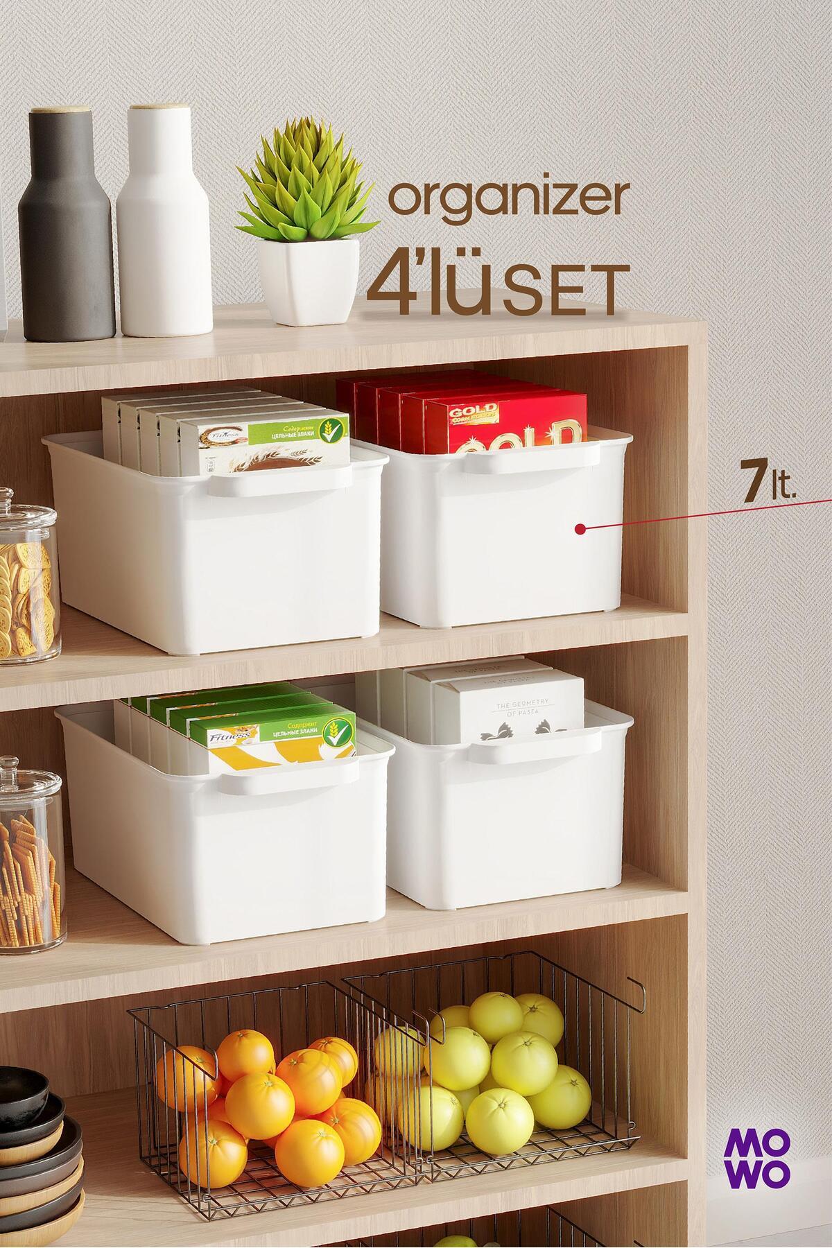 4 Pieces 7 Liters Kitchen Organizer, Refrigerator Organizer, Bathroom Organizer, Organizer, Storage Container