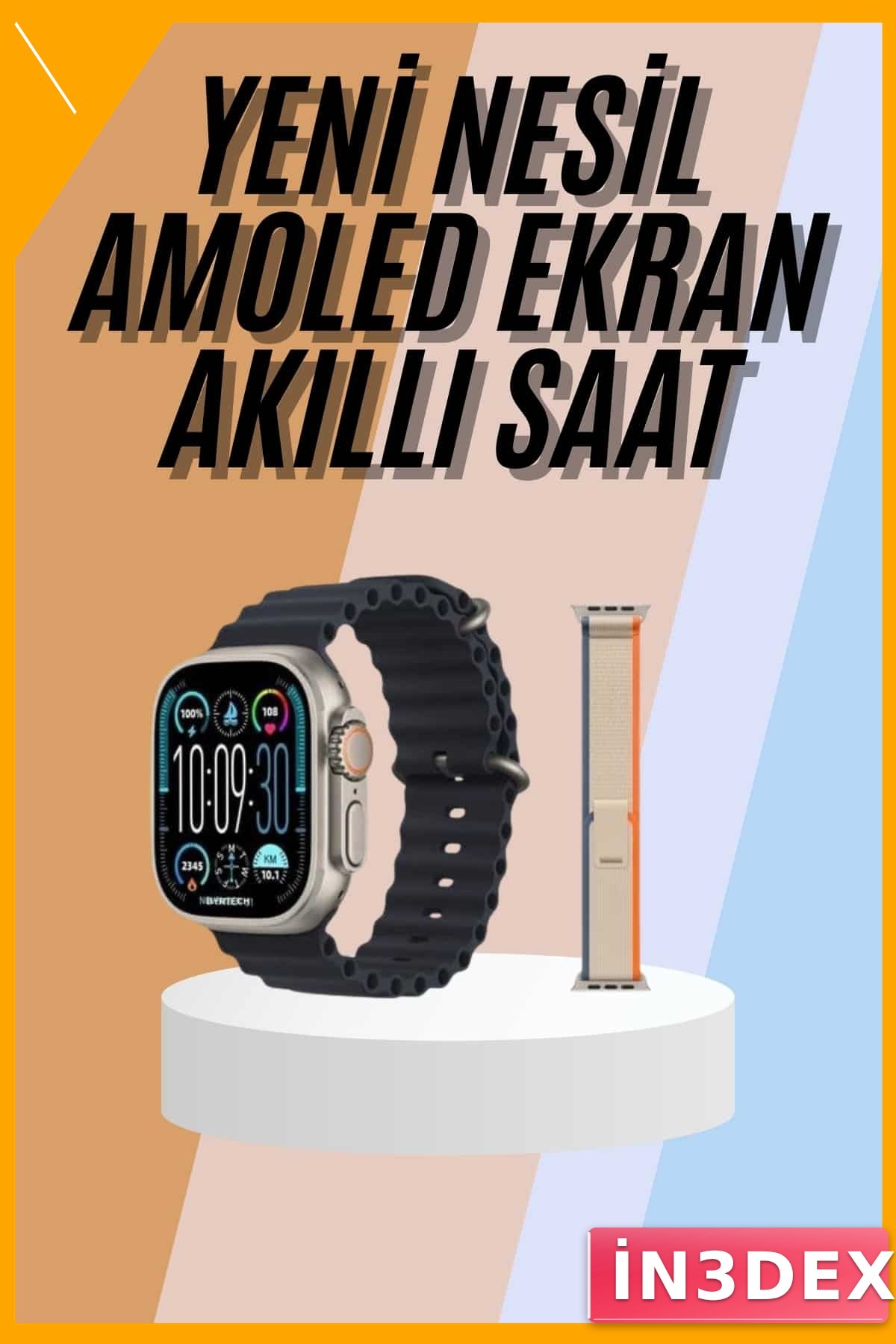 AMOLED Ekranlı Akıllı Saat 49mm Plastik Kordon
