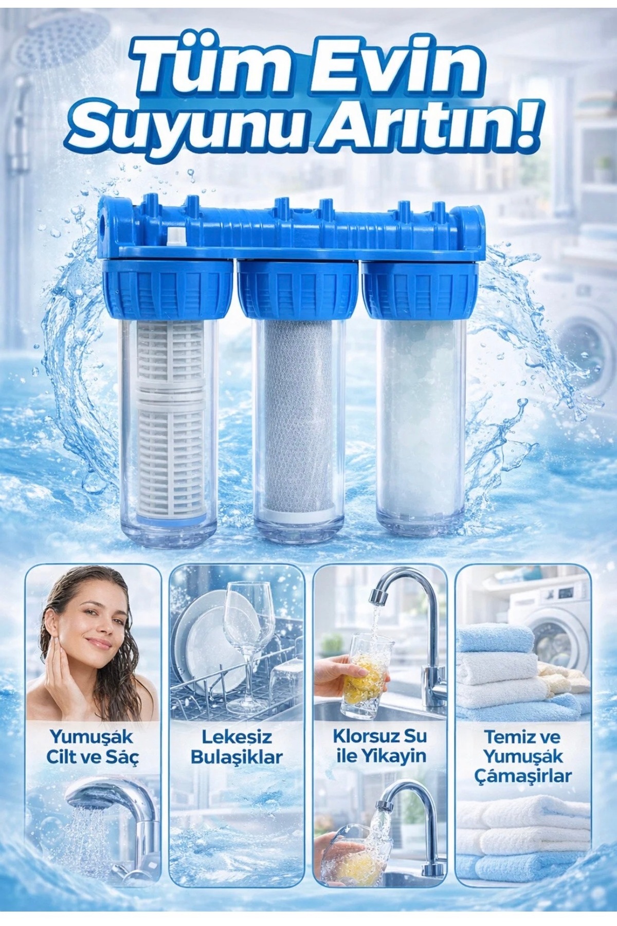 APARTMENT SUMMER VILLA HOUSE BUILDING WATER METER INLET LIME CHLORINE AND SEDIMENT PREVENTIVE WATER TREATMENT CONTAINER AND FILTER SYSTEM