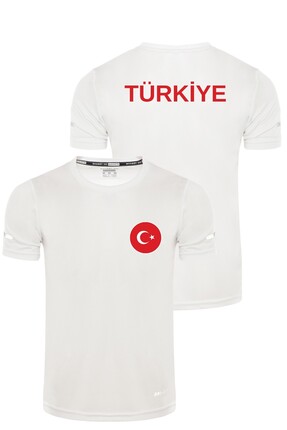 Ghassy Co . Türk Bayrak Logolu Bisiklet Yaka Esnek Hızlı Kuruyan %100 Polyest...