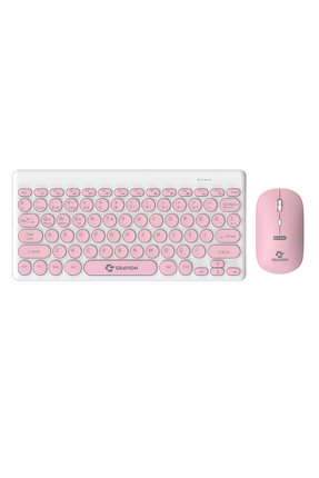 Gravion KM-BT37 Pembe Kablosuz Klavye Mouse Set – Bluetooth + USB Dongle 2.4G...