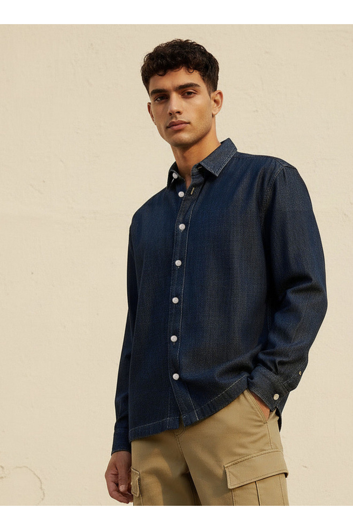 Lee Cooper Men Regular Fit Collared Long Sleeve Shirt